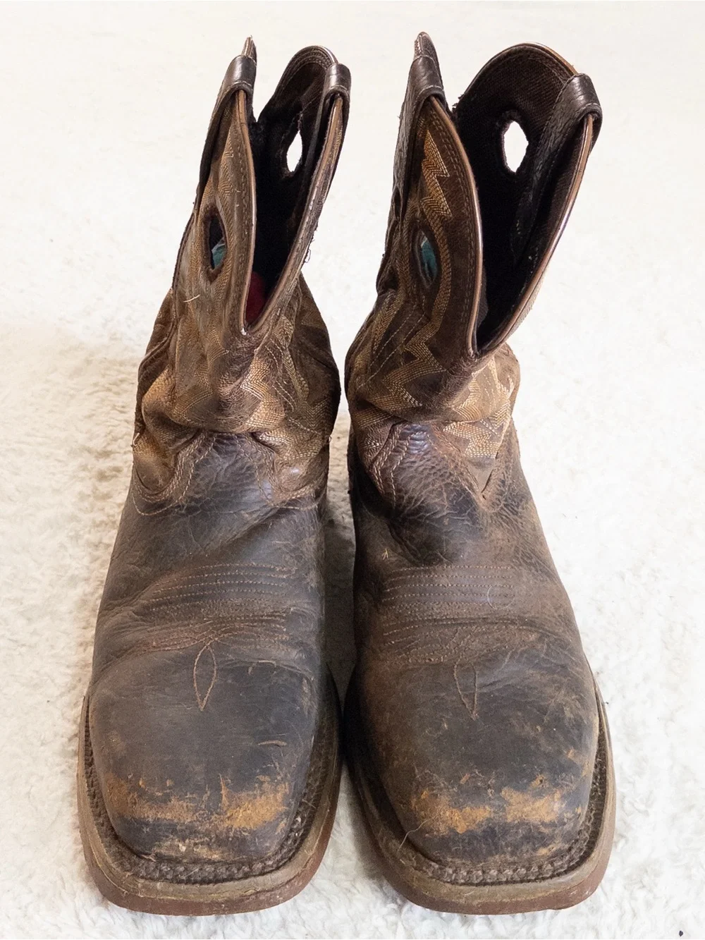 Rocky Men’s Waterproof Leather Cowboy Work Boots Size 9 Brown Work Boots